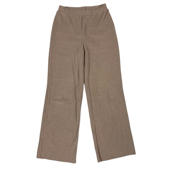 Zara Pants - Zara Tan Ribbed Knit Wide Leg Lounge Pants High Waist Minimalist Casual Small